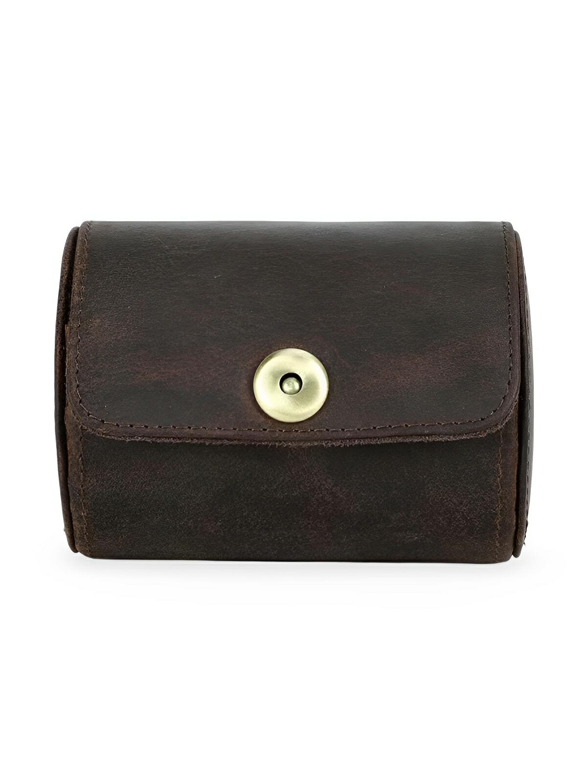 Porte cravate, en cuir, idéal pour voyager, modèle Olivien - Coffret - Café