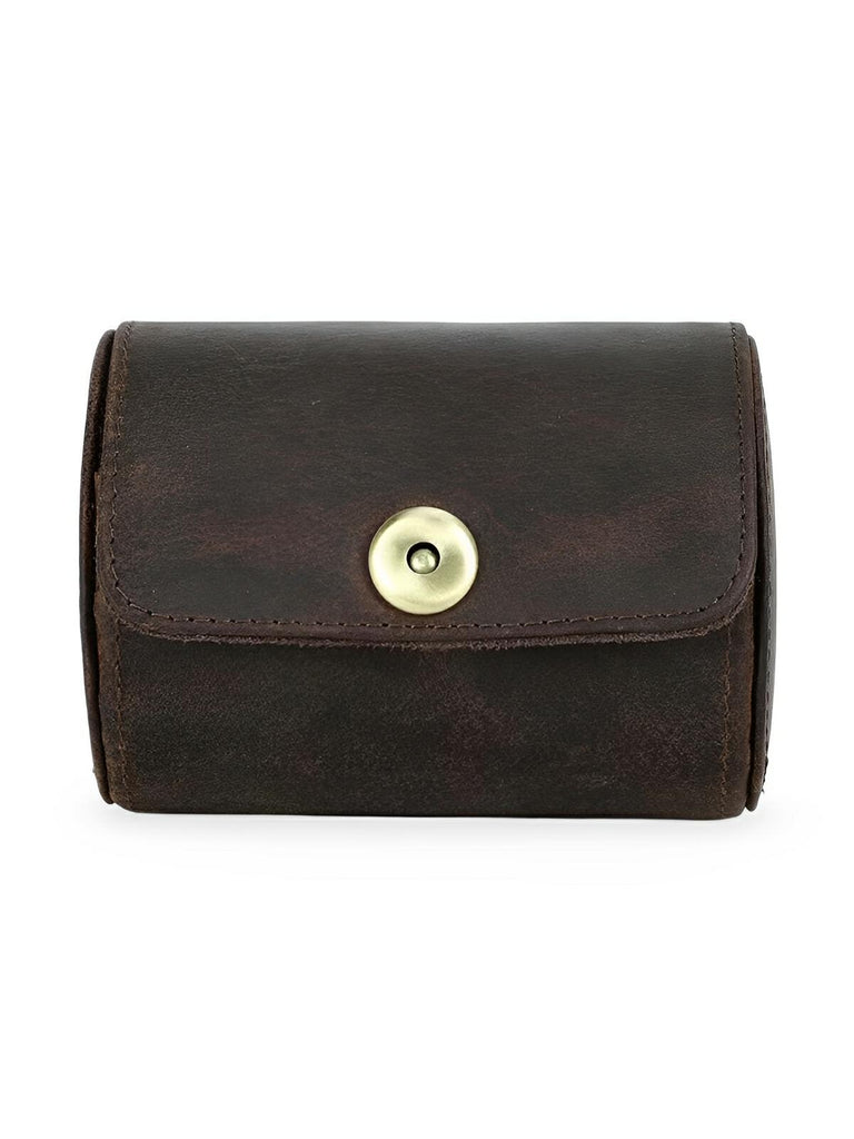 Porte cravate, en cuir, idéal pour voyager, modèle Olivien - Coffret - Café