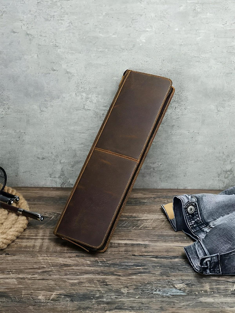 Porte cravate, en cuir, style rétro, modèle Fulgence - Coffret - Café