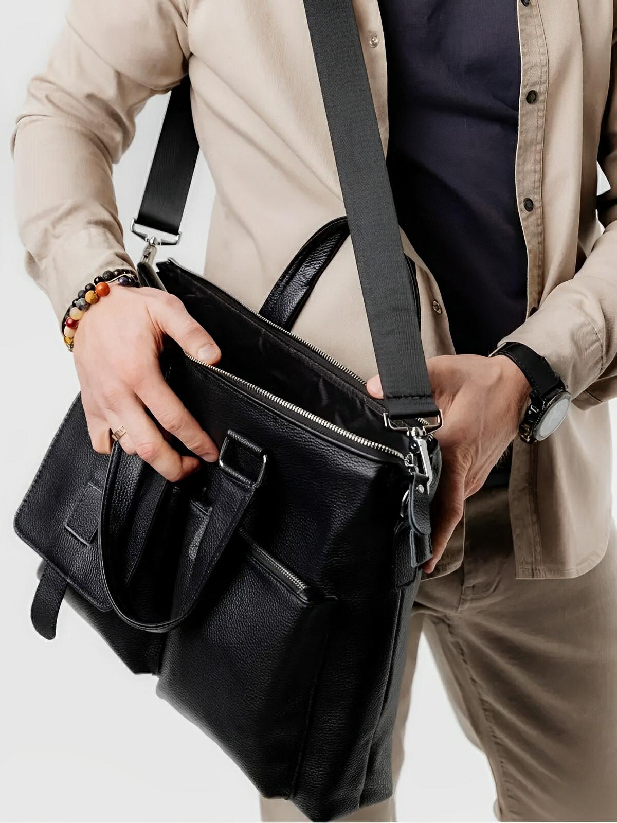 Porte - Document en Cuir, sac d'affaires, pour une parfaite organisation de ses biens, modèle Seb - Porte - document - Noir