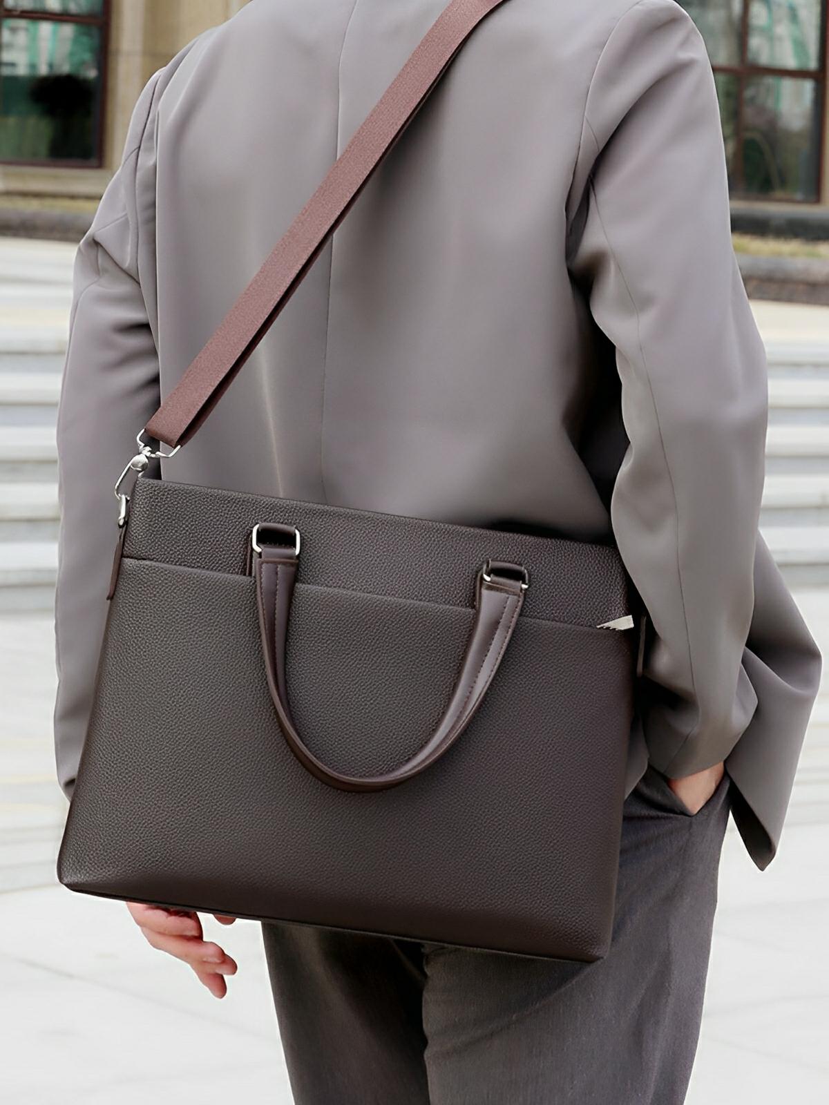 Porte - document en simili vegan, inspiration sacoche d'affaires, modèle Léodagan - Porte - document - Marron