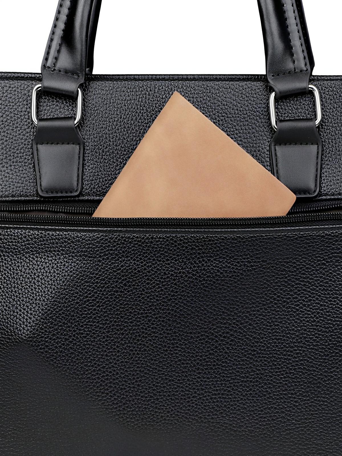 Porte - document en simili vegan, inspiration sacoche d'affaires, modèle Léodagan - Porte - document - Noir