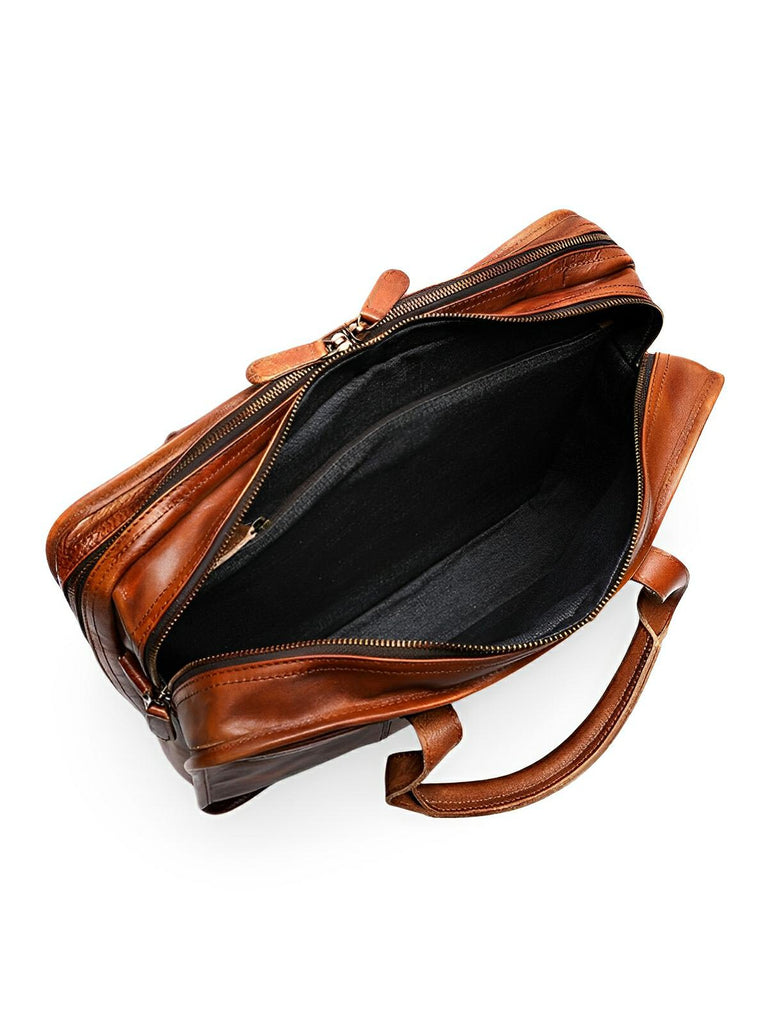 Porte - Document Vintage en Cuir Vieilli pour Homme, très spacieux et organisé, modèle Anatole - Porte - document - Marron