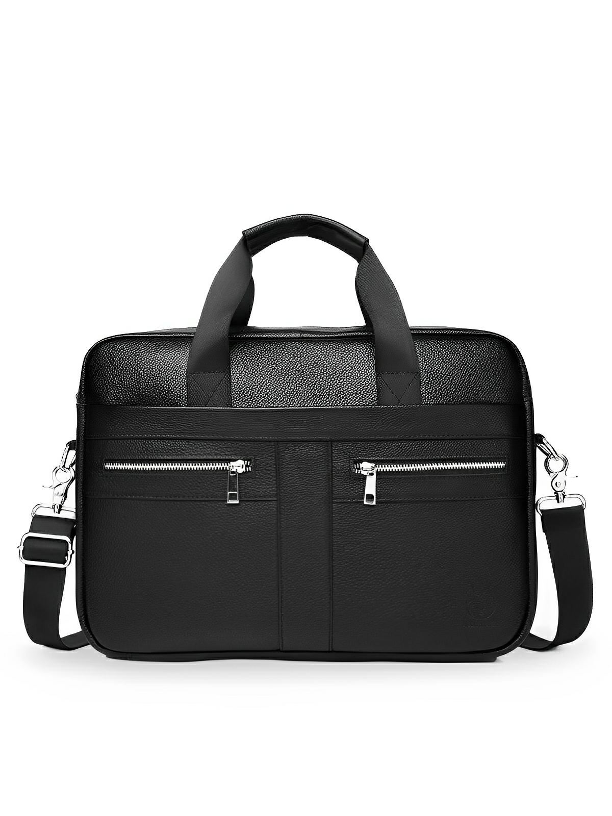 Porte - documents en cuir, grand format, bandoulière amovible, business et bureau, modèle Mathieu - Porte - document - Noir