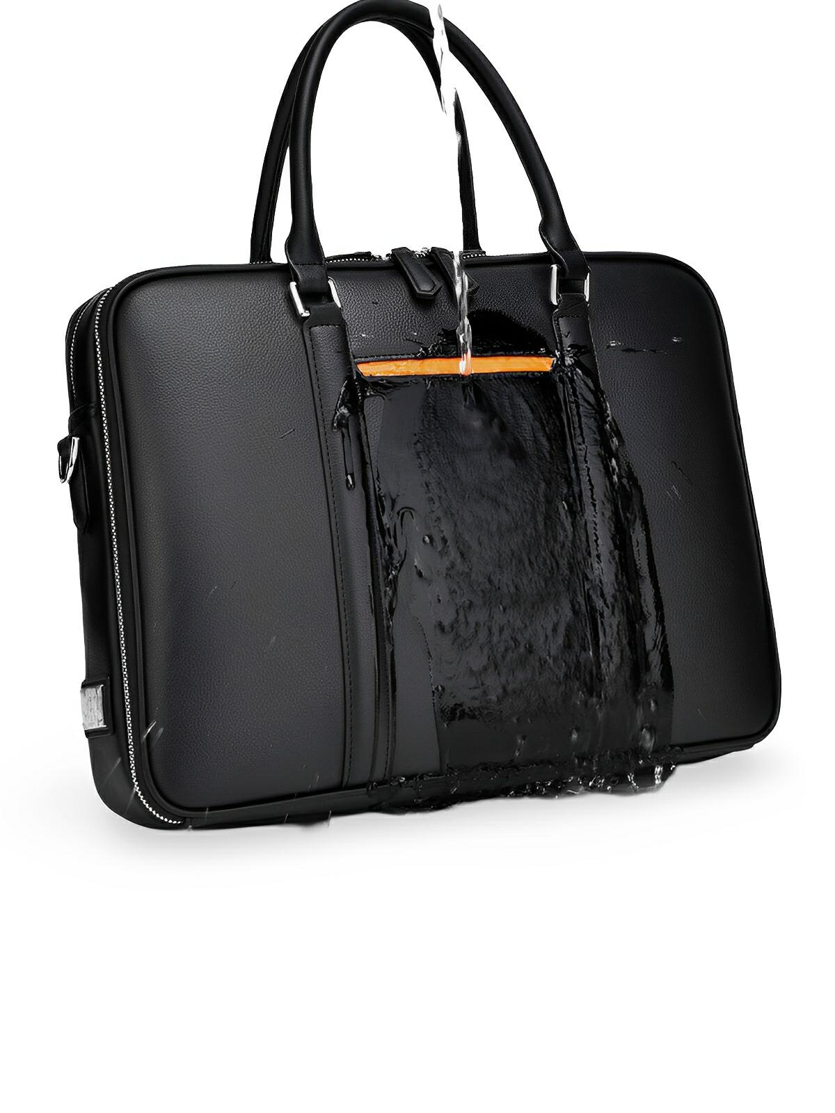 Porte - documents homme, grand format, bandoulière réglable, compartiment ordinateur 16", design imperméable, poches multiples, modèle Charles - Porte - document - Noir