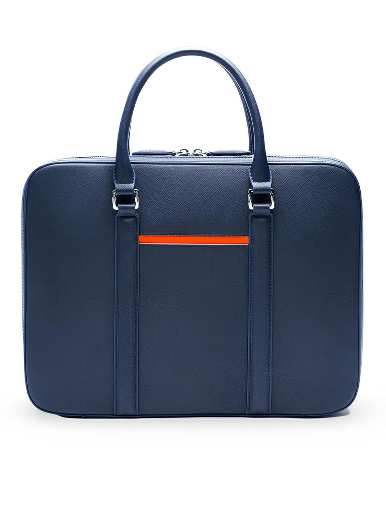 Porte - documents homme, grand format, bandoulière réglable, compartiment ordinateur 16", design imperméable, poches multiples, modèle Charles - Porte - document - Bleu