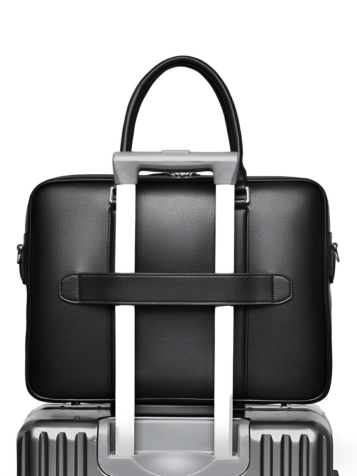 Porte - documents homme, grand format, bandoulière réglable, compartiment ordinateur 16", design imperméable, poches multiples, modèle Charles - Porte - document - Noir