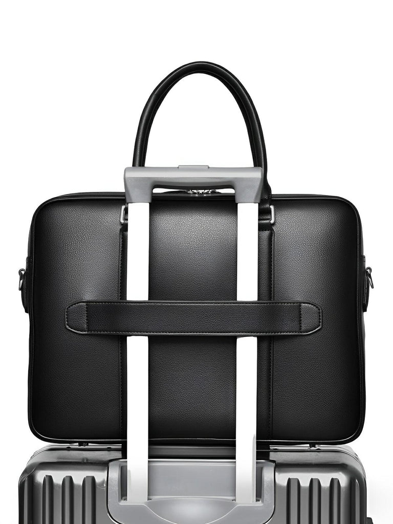 Porte - documents homme, grand format, bandoulière réglable, compartiment ordinateur 16", design imperméable, poches multiples, modèle Charles - Porte - document - Noir