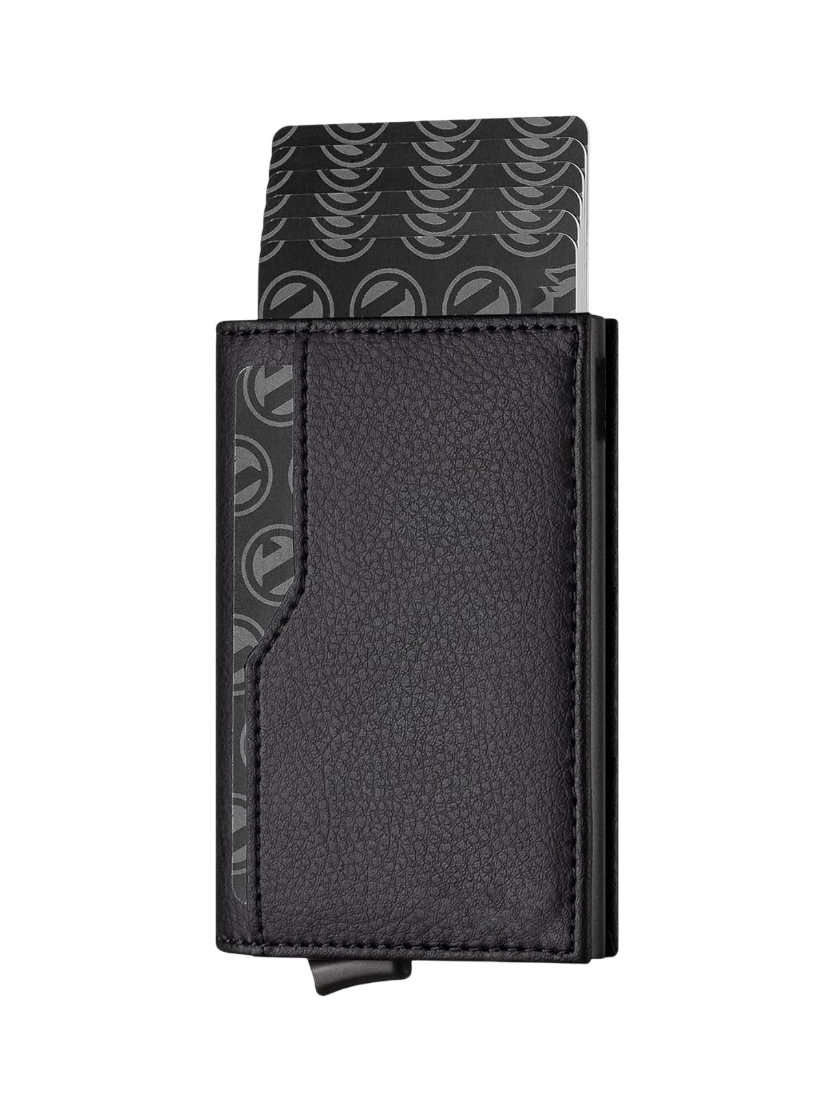 Compact leather RFID wallet, bank card protection, aluminum pop-up, ca Compact leather RFID wallet, bank card protection, aluminum pop-up, ca
