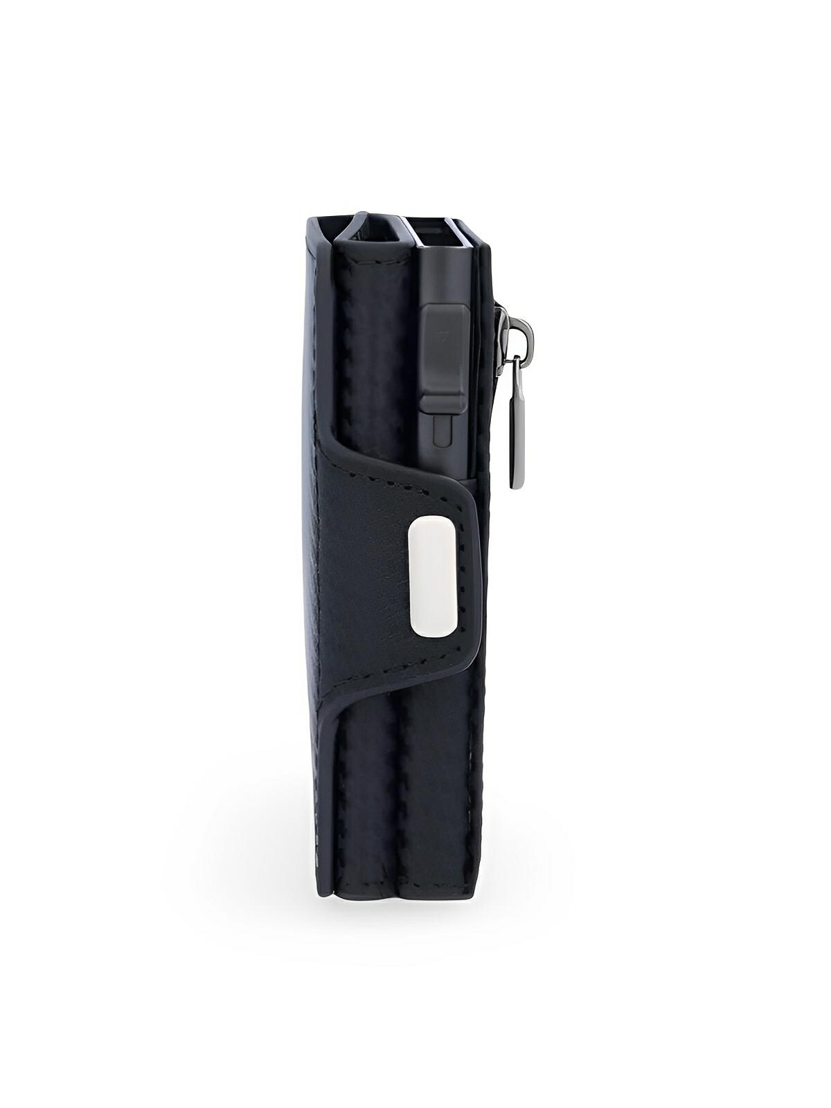 Portefeuille compact RFID, carte éjection automatique, en simili vegan, ultra - fin, modèle Basile - Porte - feuille - Carbone