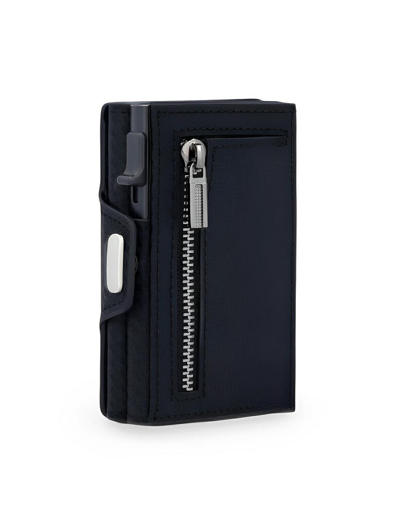 Portefeuille compact RFID, carte éjection automatique, en simili vegan, ultra - fin, modèle Basile - Porte - feuille - Carbone