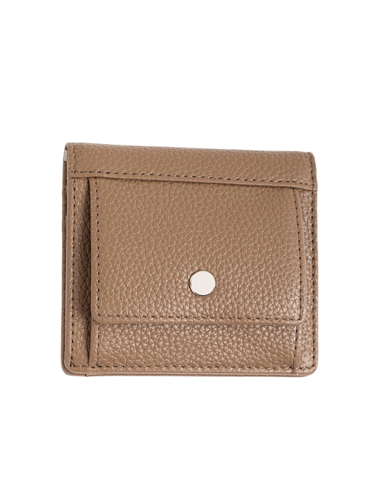 Portefeuille cuir femme compact, porte - cartes intégré, fermeture bouton pression, design pliable, anti - RFID, modèle Suzette - Porte - feuille - Marron