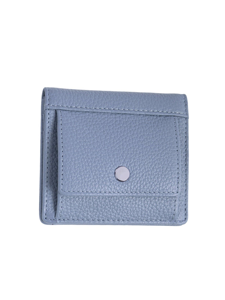 Portefeuille cuir femme compact, porte - cartes intégré, fermeture bouton pression, design pliable, anti - RFID, modèle Suzette - Porte - feuille - Bleu