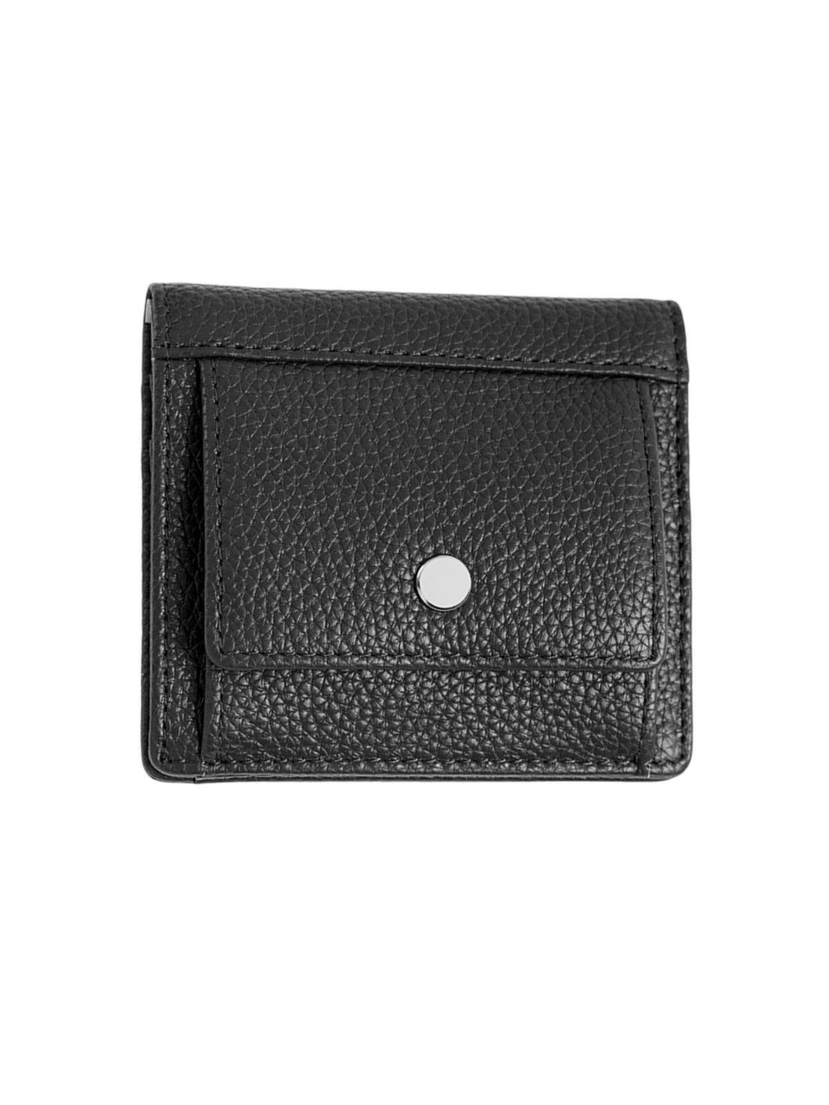 Portefeuille cuir femme compact, porte - cartes intégré, fermeture bouton pression, design pliable, anti - RFID, modèle Suzette - Porte - feuille - Noir