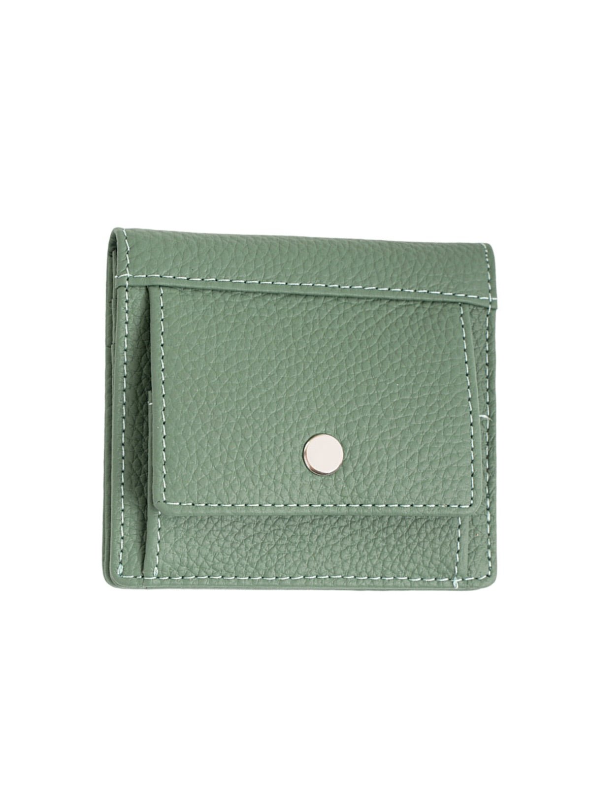 Portefeuille cuir femme compact, porte - cartes intégré, fermeture bouton pression, design pliable, anti - RFID, modèle Suzette - Porte - feuille - Vert