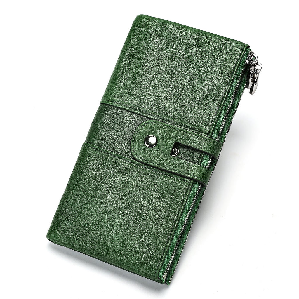 Portefeuille en cuir, format long, RFID, modèle Godefroy - Porte - feuille - Vert