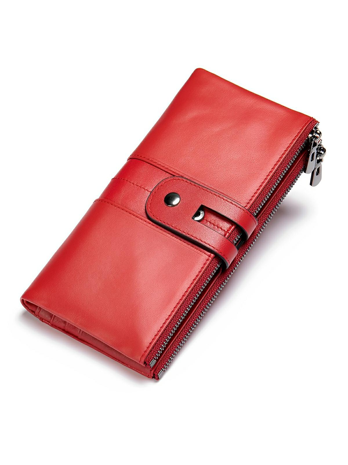 Portefeuille en cuir, format long, RFID, modèle Godefroy - Porte - feuille - Rouge