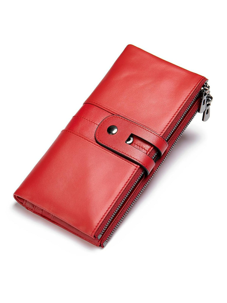 Portefeuille en cuir, format long, RFID, modèle Godefroy - Porte - feuille - Rouge
