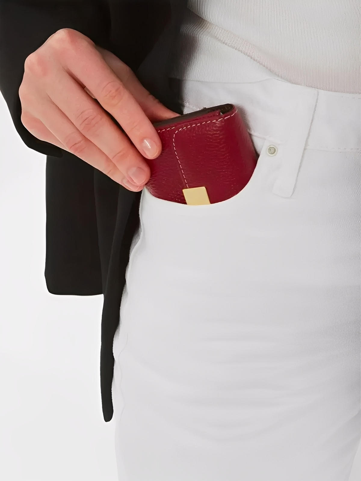 Portefeuille femme compact cuir grainé, porte - cartes sécurisé, format mini, bouton - pression doré, rangement accordéon, modèle Judith - Porte - feuille - Bordeaux