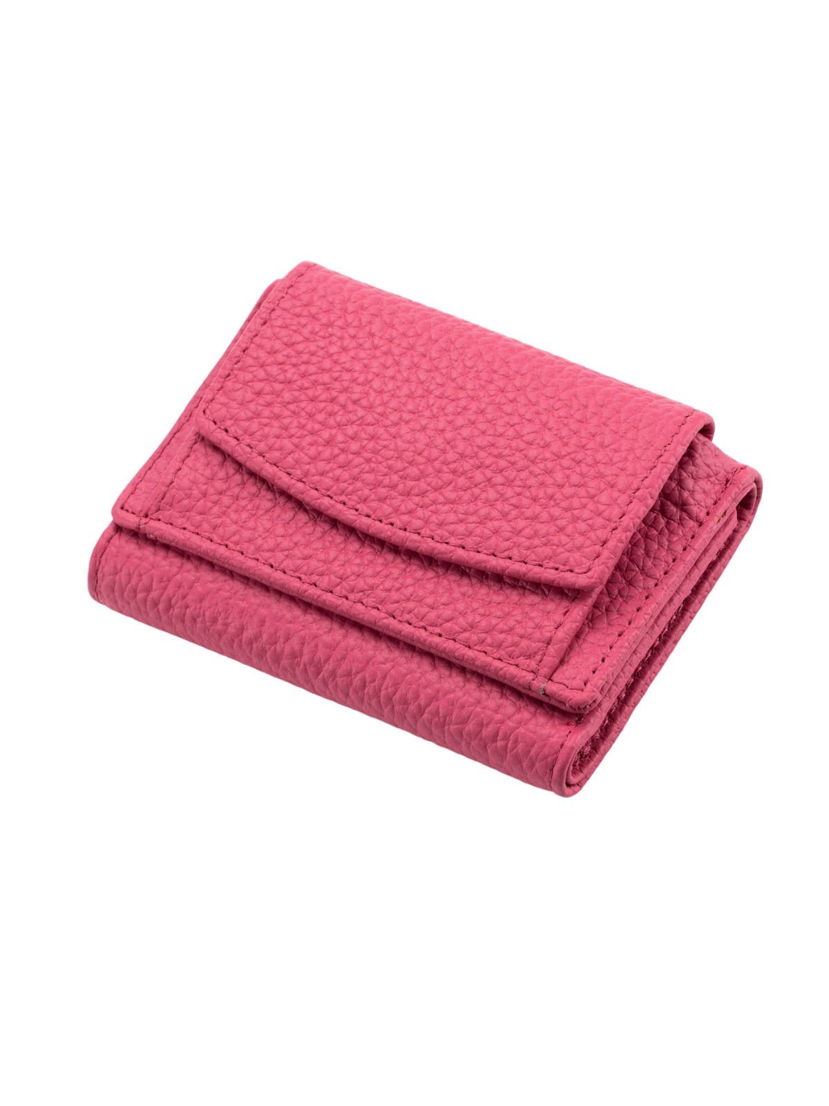 Portefeuille femme compact cuir grainé, protection RFID, porte - cartes pratique, format mini, porte - monnaie intégré, modèle Nadine - Porte - feuille - Fuschia