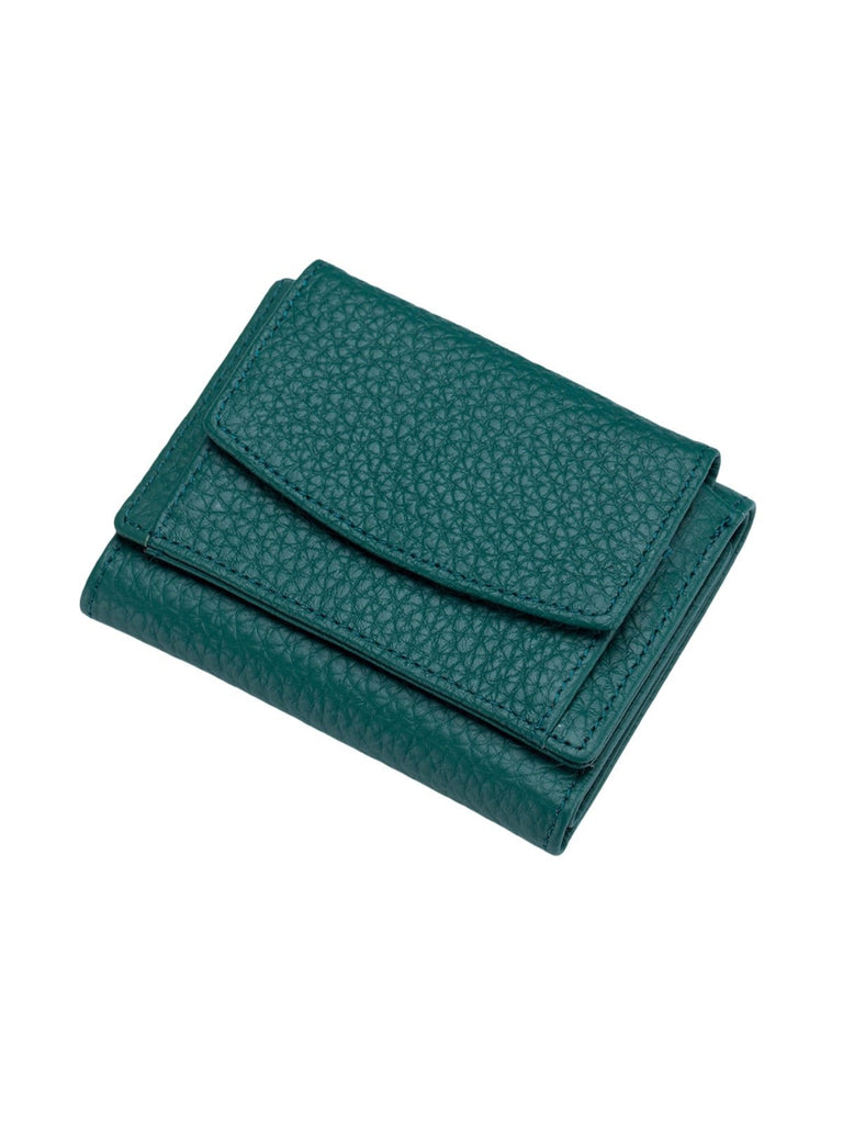 Portefeuille femme compact cuir grainé, protection RFID, porte - cartes pratique, format mini, porte - monnaie intégré, modèle Nadine - Porte - feuille - Vert