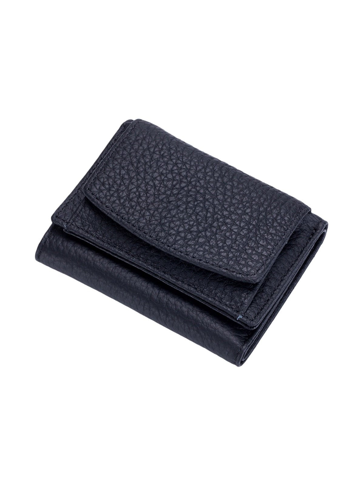 Portefeuille femme compact cuir grainé, protection RFID, porte - cartes pratique, format mini, porte - monnaie intégré, modèle Nadine - Porte - feuille - Noir