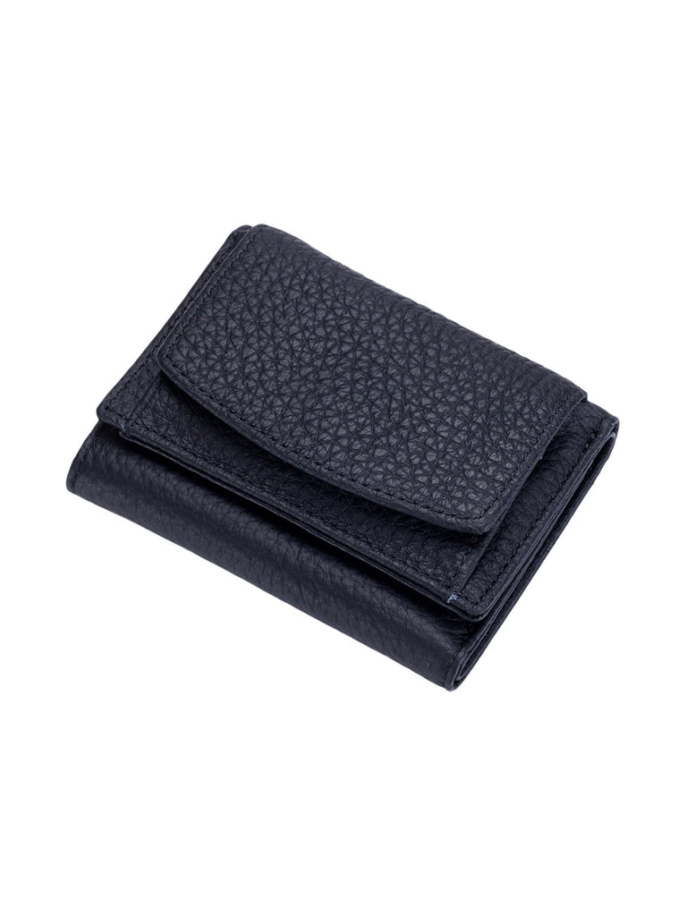 Portefeuille femme compact cuir grainé, protection RFID, porte - cartes pratique, format mini, porte - monnaie intégré, modèle Nadine - Porte - feuille - Noir