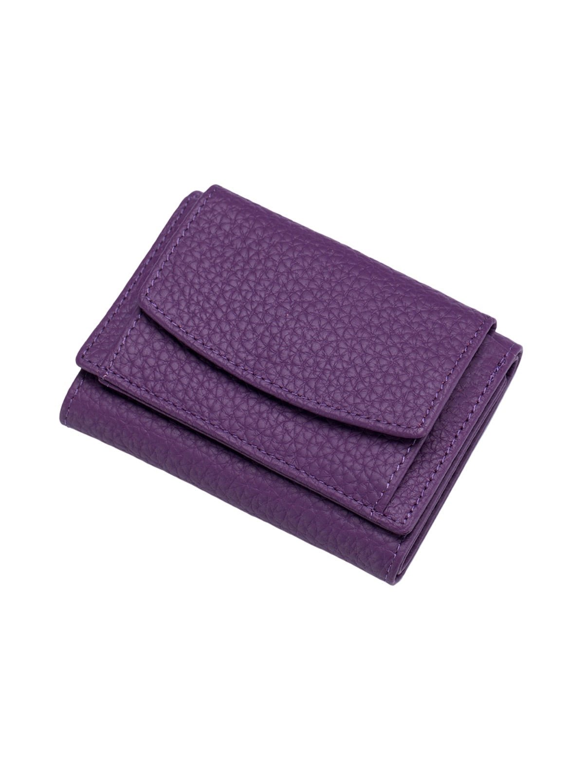 Portefeuille femme compact cuir grainé, protection RFID, porte - cartes pratique, format mini, porte - monnaie intégré, modèle Nadine - Porte - feuille - Violet