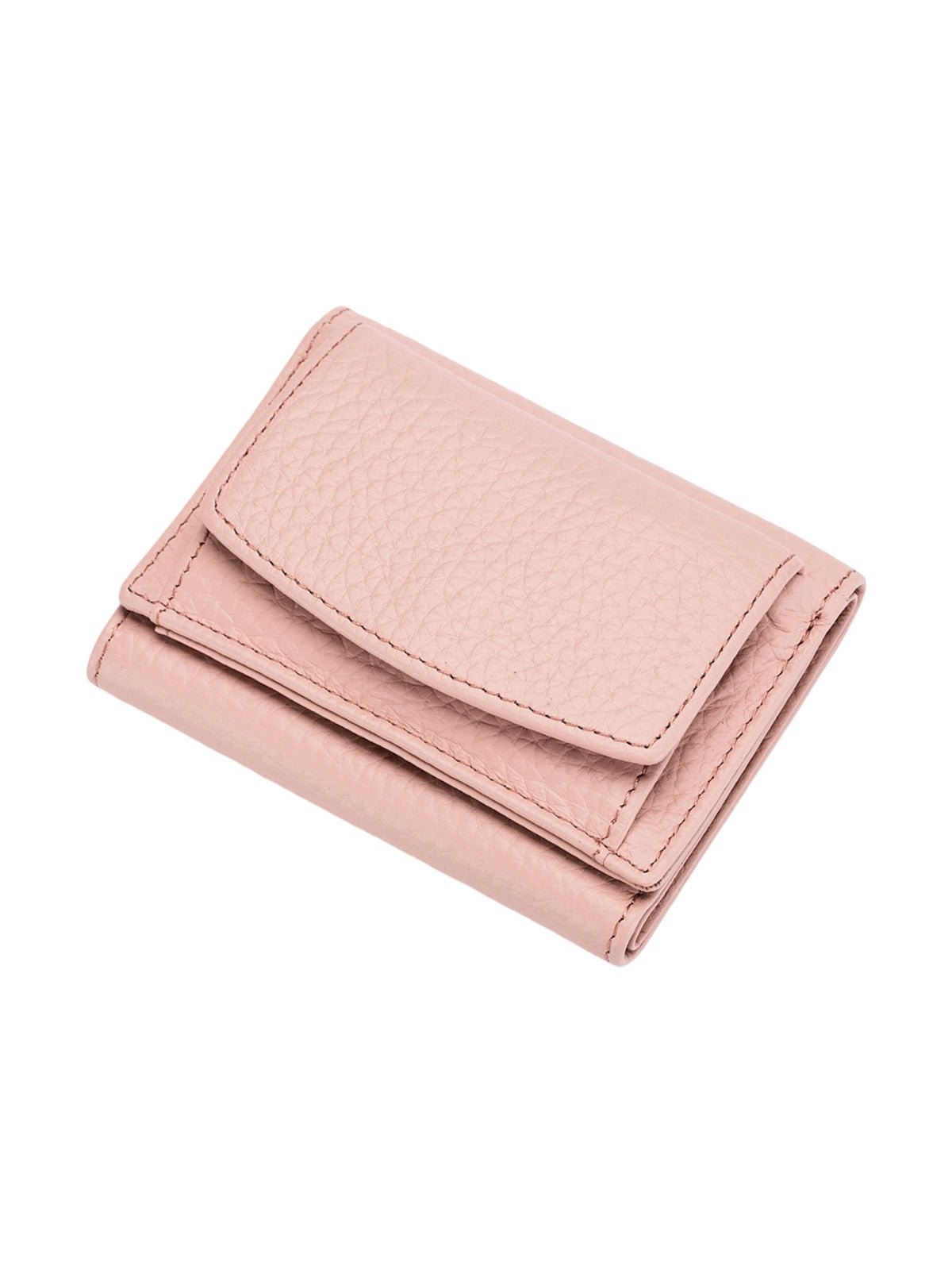 Portefeuille femme compact cuir grainé, protection RFID, porte - cartes pratique, format mini, porte - monnaie intégré, modèle Nadine - Porte - feuille - Rose
