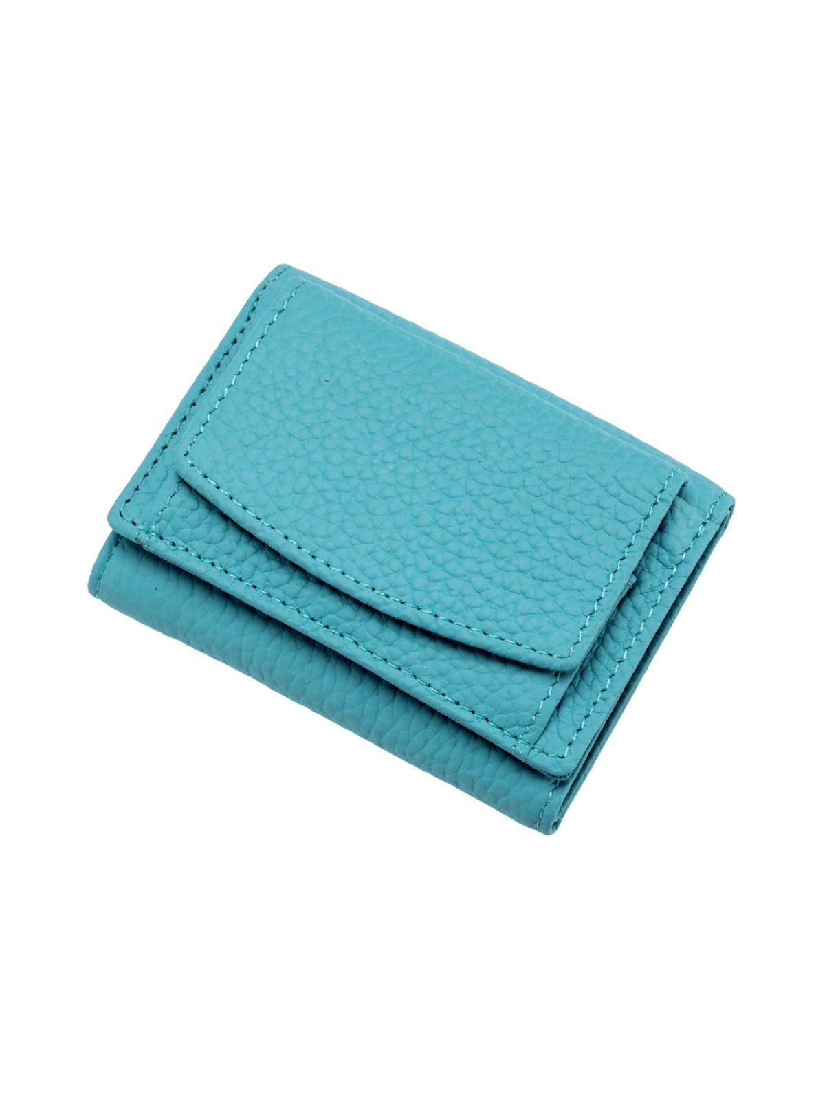 Portefeuille femme compact cuir grainé, protection RFID, porte - cartes pratique, format mini, porte - monnaie intégré, modèle Nadine - Porte - feuille - Bleu