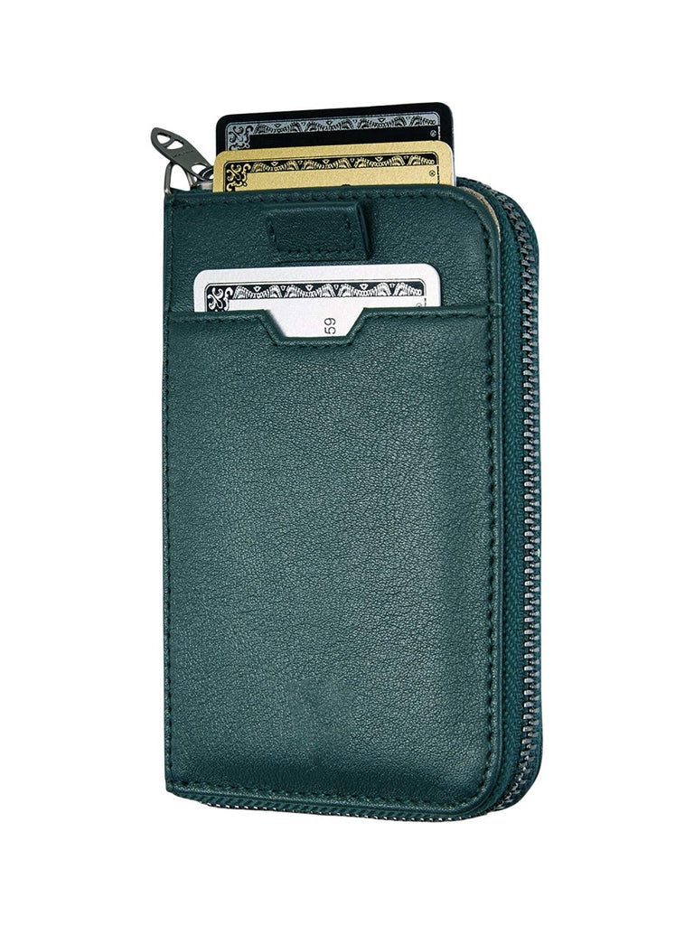 Portefeuille homme compact RFID, en simili vegan, zip intégral, tiroir cartes, format mince, pratique et moderne, modèle Ruino - Porte - feuille - Vert