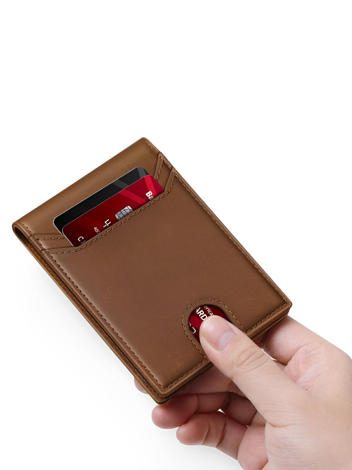 Portefeuille homme cuir avec emplacement AirTag, RFID, grande capacité, design compact, modèle Albator - Porte - feuille - Marron