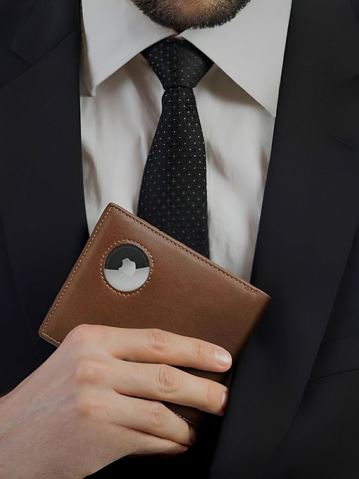 Portefeuille homme cuir avec emplacement AirTag, RFID, grande capacité, design compact, modèle Albator - Porte - feuille - Marron