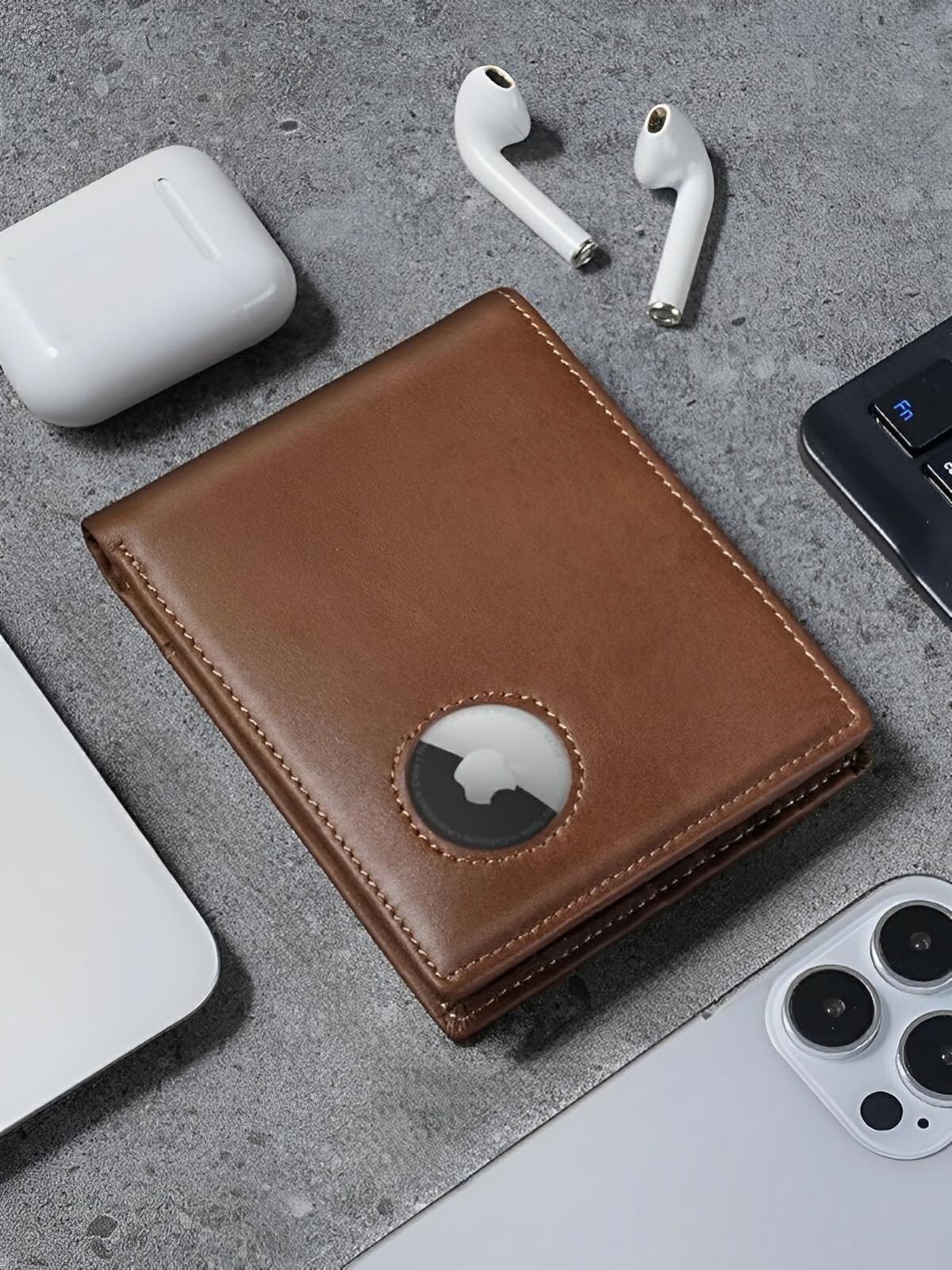Portefeuille homme cuir avec emplacement AirTag, RFID, grande capacité, design compact, modèle Albator - Porte - feuille - Marron