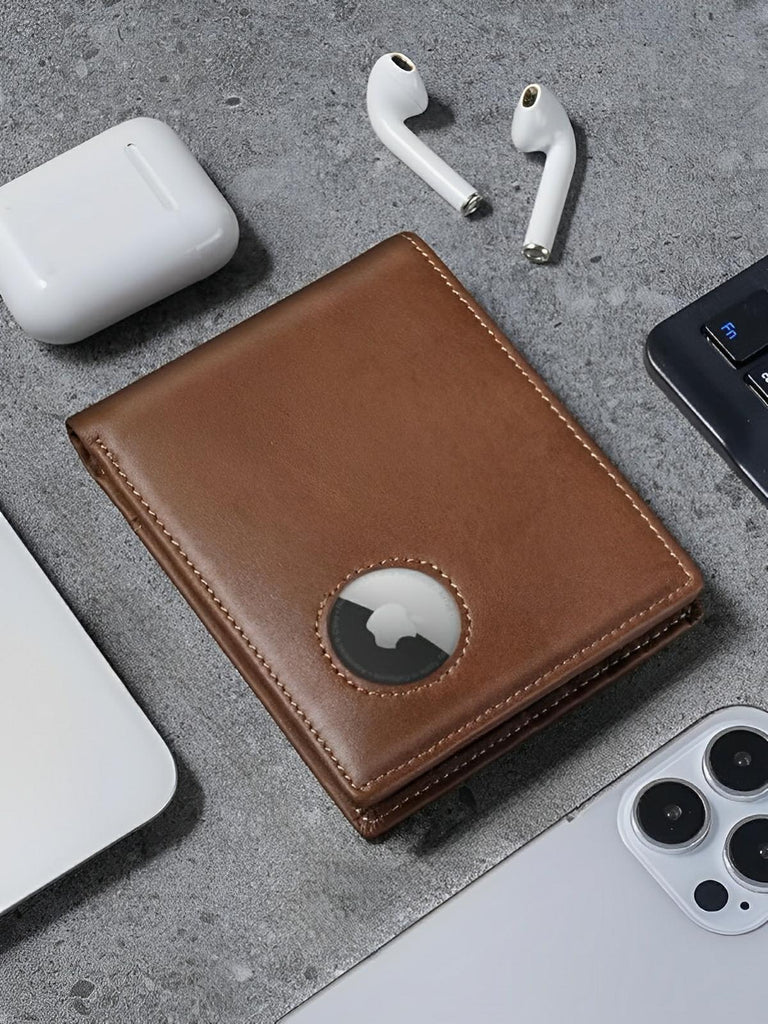 Portefeuille homme cuir avec emplacement AirTag, RFID, grande capacité, design compact, modèle Albator - Porte - feuille - Marron
