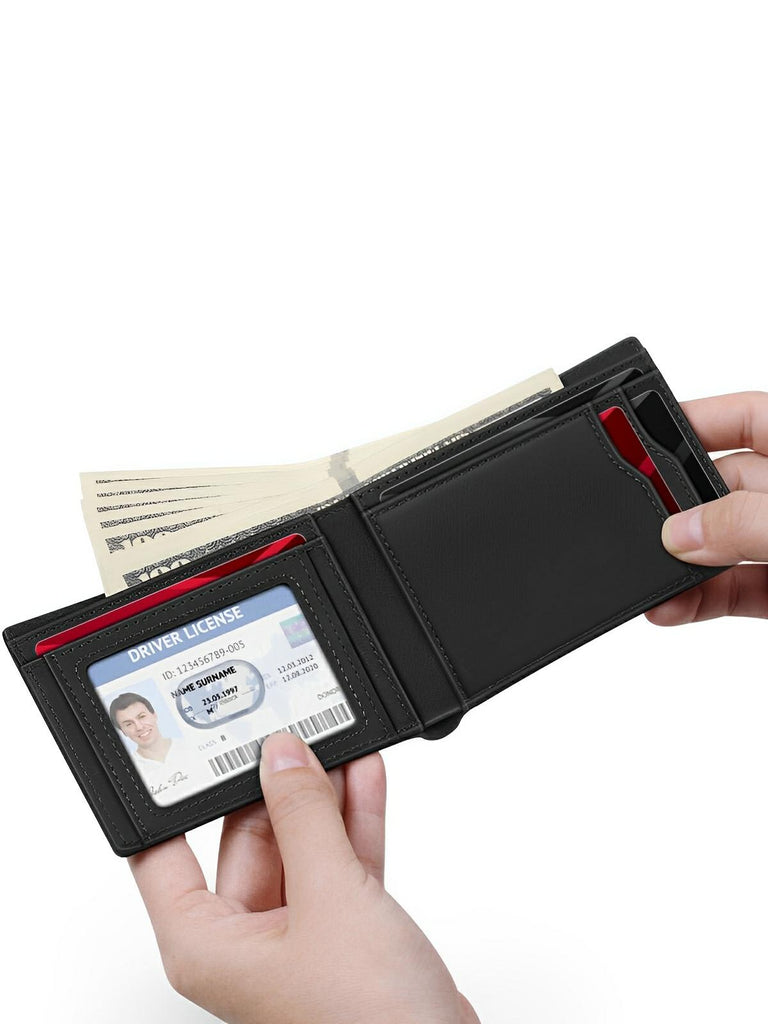 Portefeuille homme cuir avec emplacement AirTag, RFID, grande capacité, design compact, modèle Albator - Porte - feuille - Noir