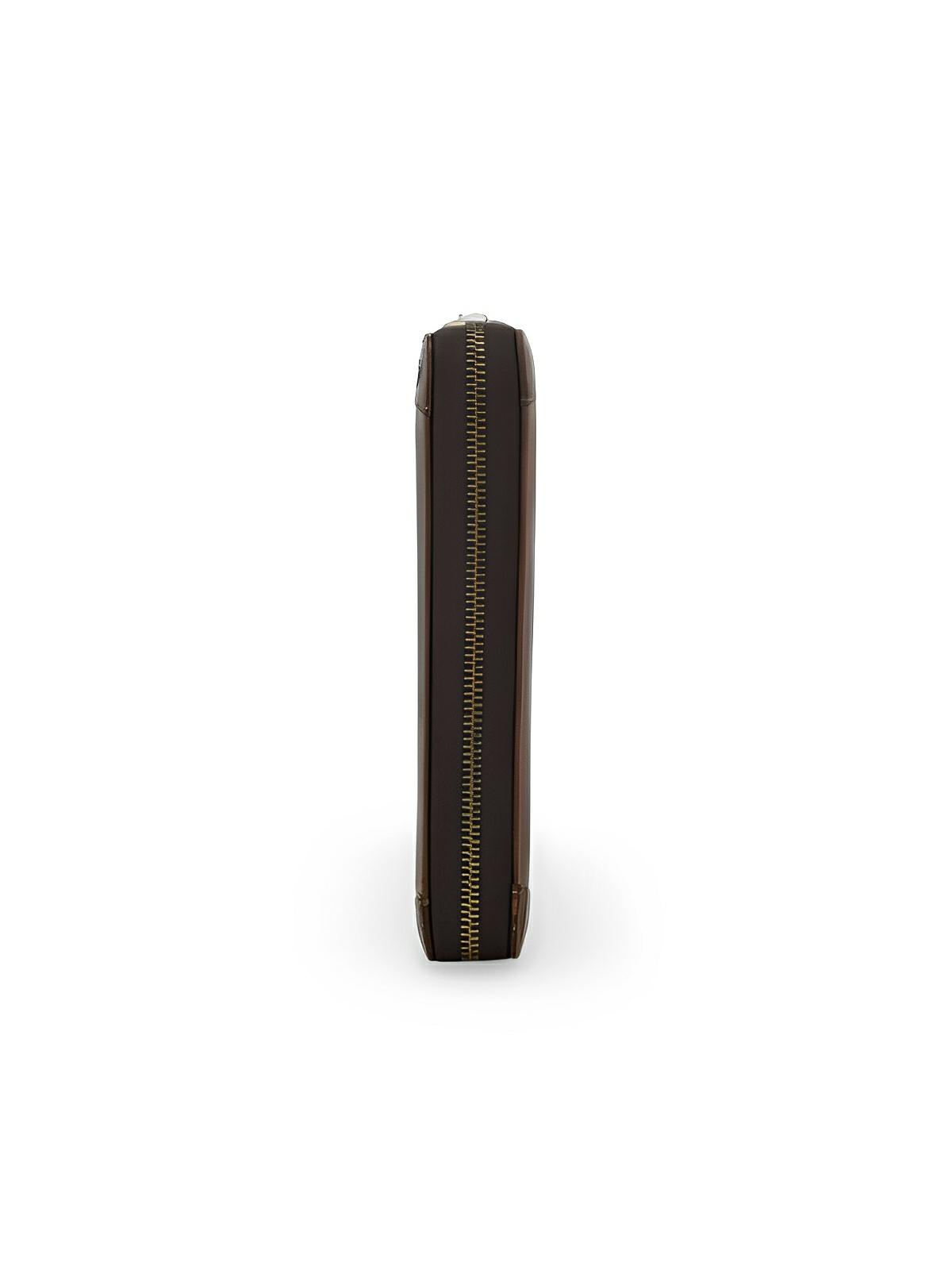 Portefeuille homme cuir, grand format, RFID, multiples compartiments, fermeture zippée, poignée amovible, modèle Désiré - Porte - feuille - Café