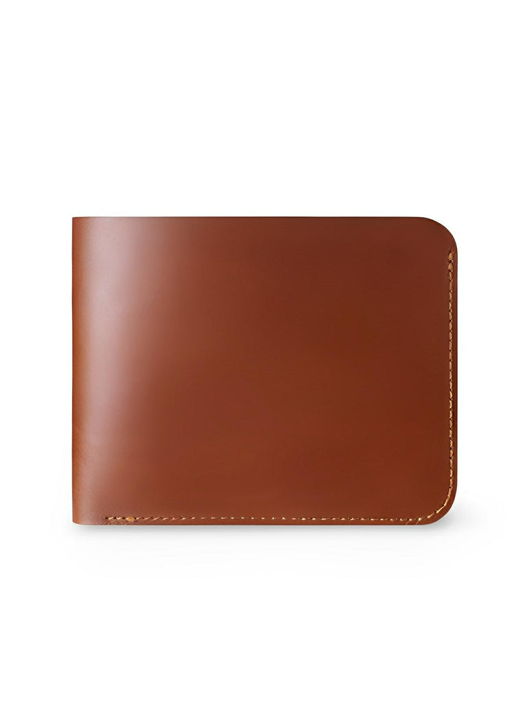 Portefeuille homme en cuir véritable, format compact, design vintage, multiples rangements, couture apparentes, modèle Xaime - Porte - feuille - Marron