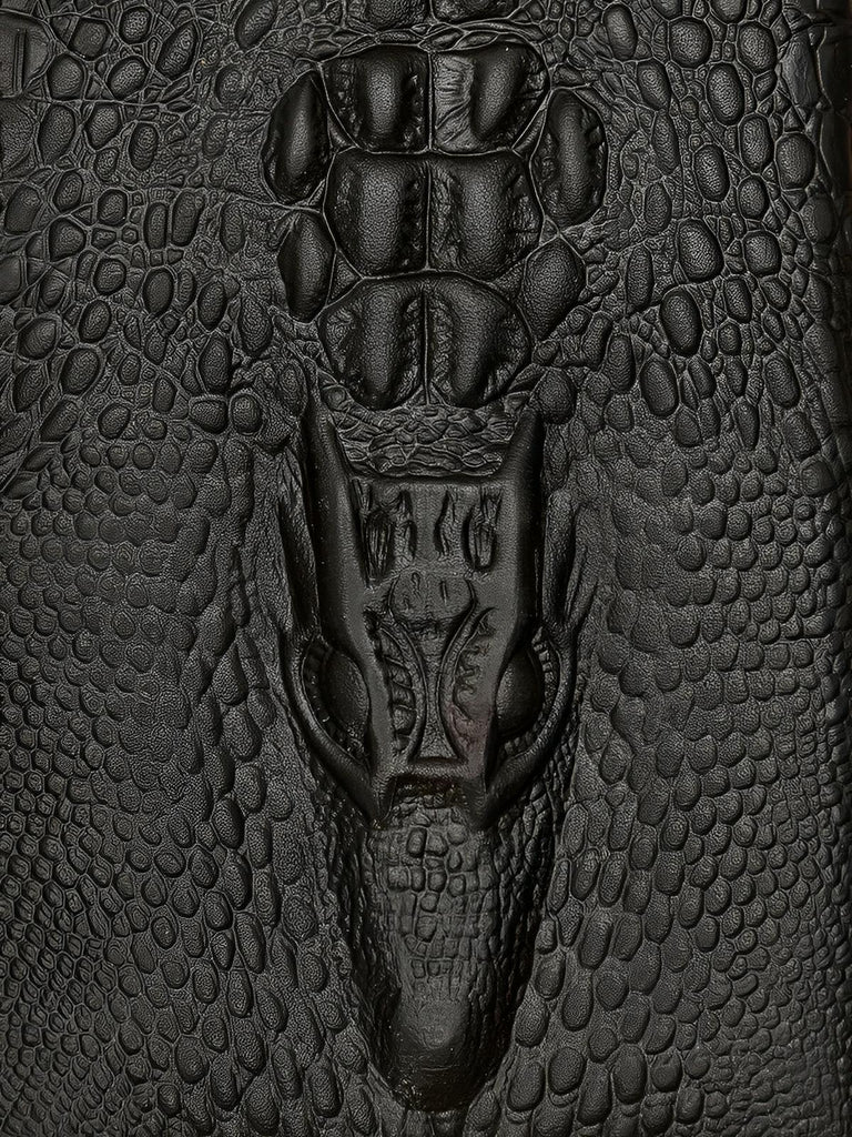Portefeuille long cuir homme, texture crocodile, grande capacité, compartiments cartes et billets, modèle Sobek - Porte - feuille - Noir