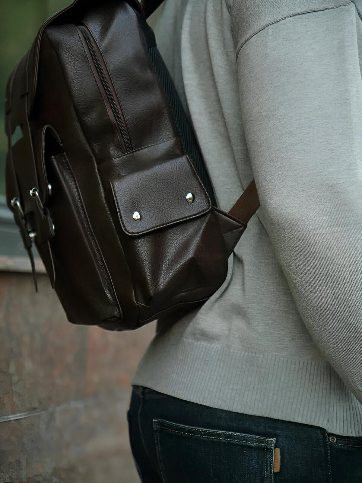 Sac à dos à grande capacité, pour la vie quotidienne, au design moderne, modèle Ludovic - Sac à dos - Café