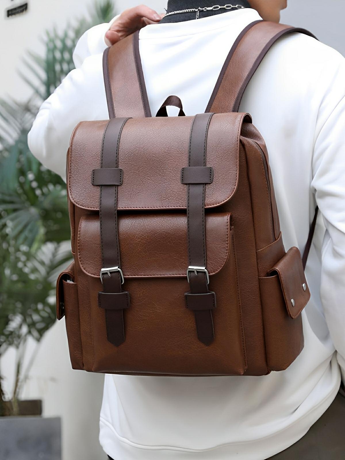 Sac à dos à grande capacité, pour la vie quotidienne, au design moderne, modèle Ludovic - Sac à dos - Café
