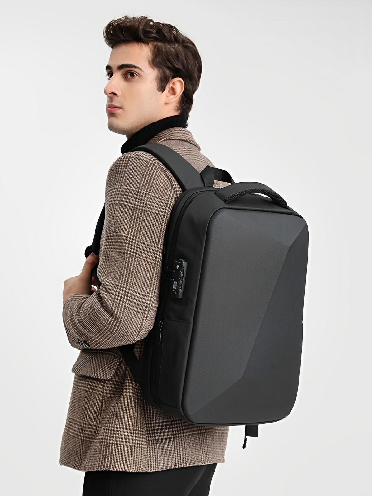 Sac à dos antivol, business et voyage, capacité extensible, avec port USB et compartiment ordinateur 15,6", résistant à l'eau, modèle Alior - Sac à dos - Noir
