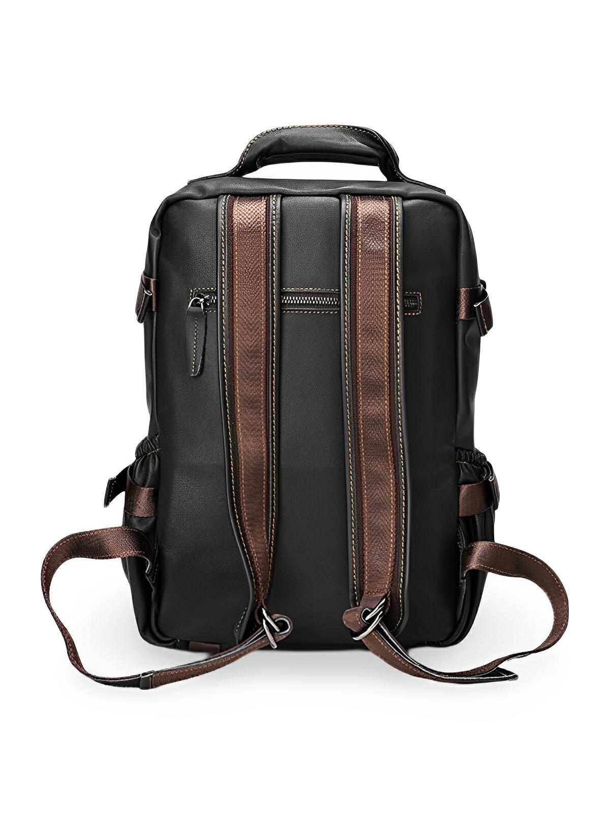 Sac à dos bicolore en cuir, pour l'homme casual, modèle Noé - Sac à dos - Noir