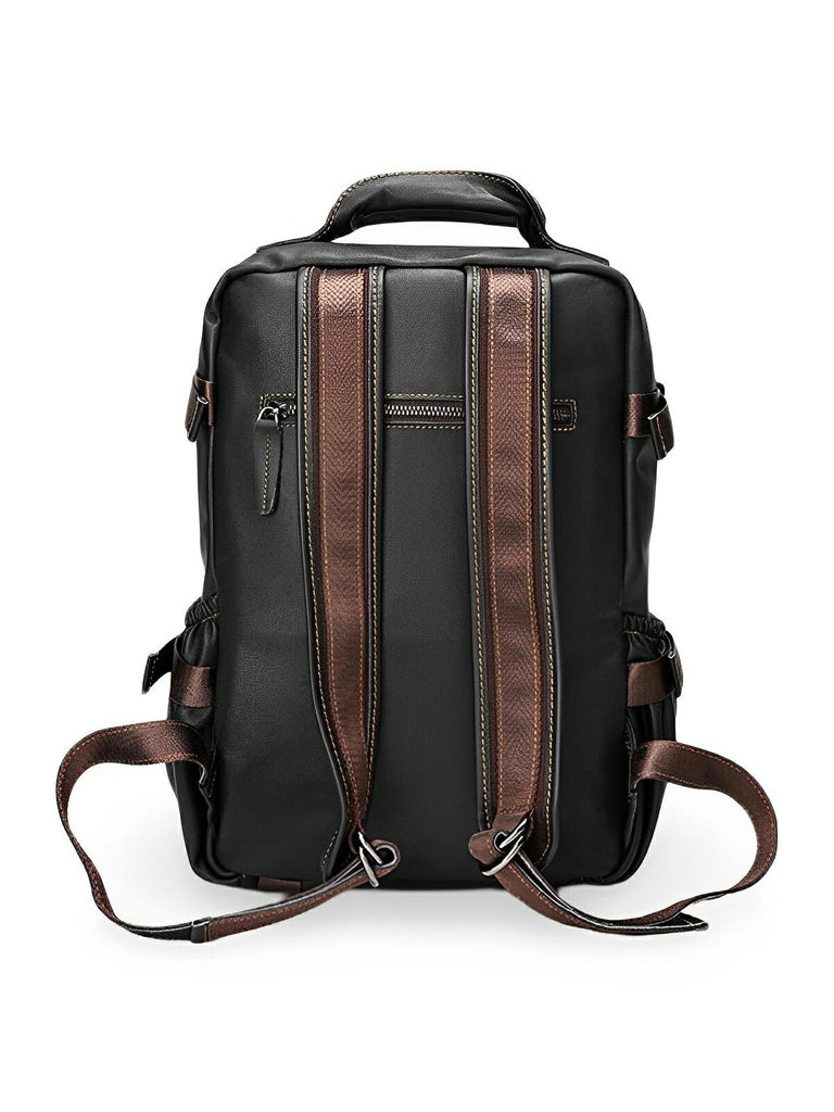Sac à dos bicolore en cuir, pour l'homme casual, modèle Noé - Sac à dos - Noir