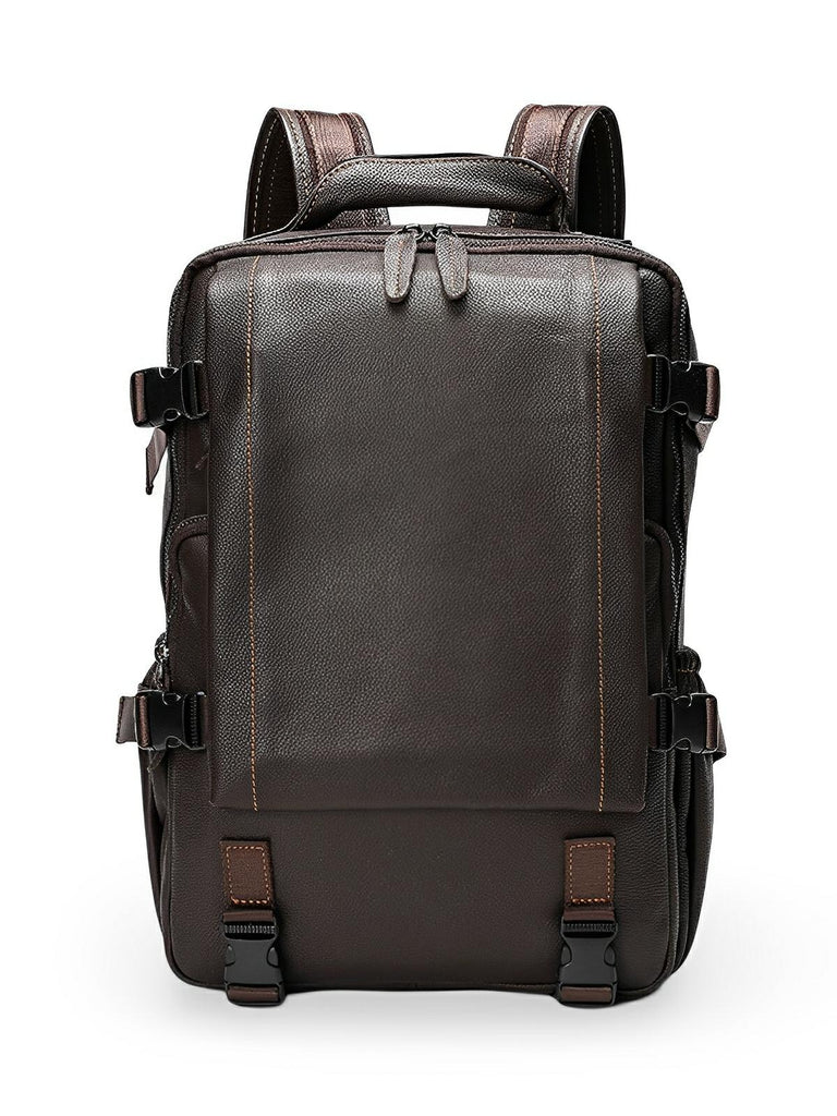 Sac à dos bicolore en cuir, pour l'homme casual, modèle Noé - Sac à dos - Café