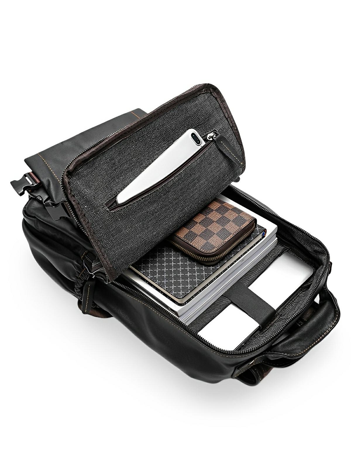 Sac à dos bicolore en cuir, pour l'homme casual, modèle Noé - Sac à dos - Noir