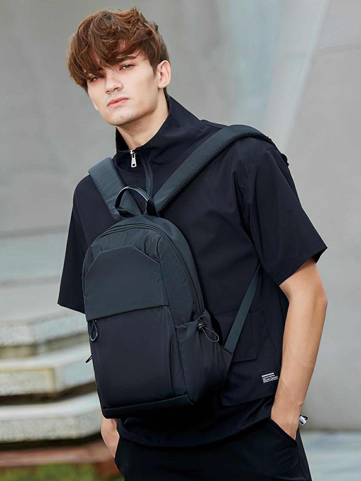 Sac à dos compact et léger, imperméable, au style urbain, idéal pour des escapades, modèle Simon - Sacoche - Noir