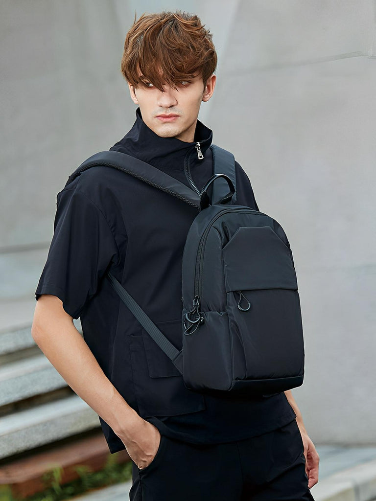 Sac à dos compact et léger, imperméable, au style urbain, idéal pour des escapades, modèle Simon - Sacoche - Noir