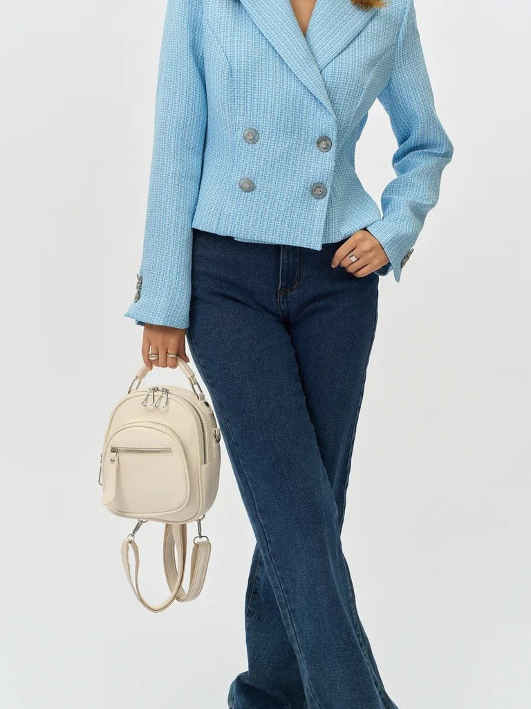 Sac à dos compact femme, sac trois positions, sac à main urbain, petit sac multifonction, sac à bandoulière, modèle Melitine - Sac à dos - Blanc