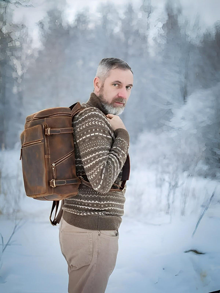 Sac à dos cuir, à nombreuses poches, pour un usage quotidien, modèle Rosaire - Sac à dos - Marron